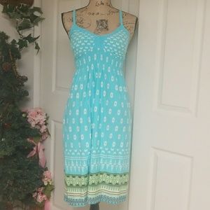 Athleta Aqua Blue & Green Patterned Sundress